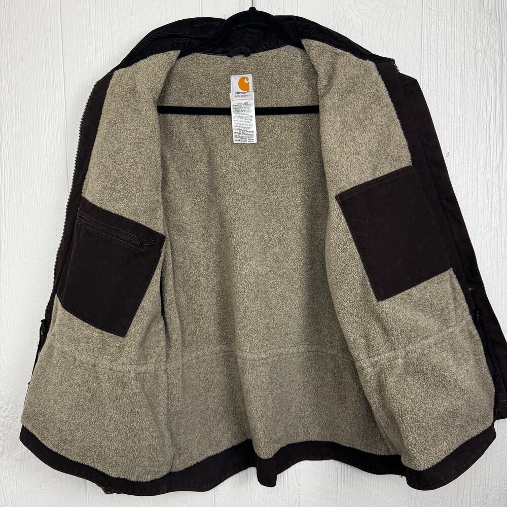 CARHARTT WC061 Women’s XL Brown Sherpa Lined Sandstone Ridge Coat Detroit Jacket - Picture 2 of 16